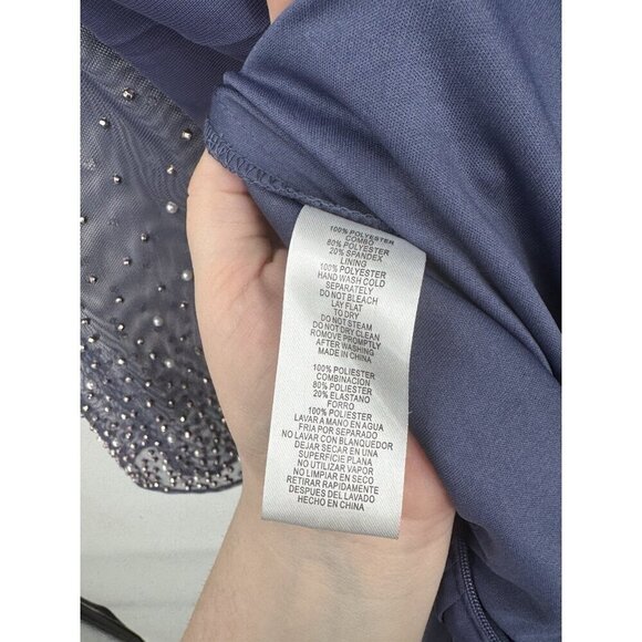 Alex Evenings Beaded Sleeve Maxi Dress Women 10 Purple Ruched Whimsical Feminine - Picture 4 of 11